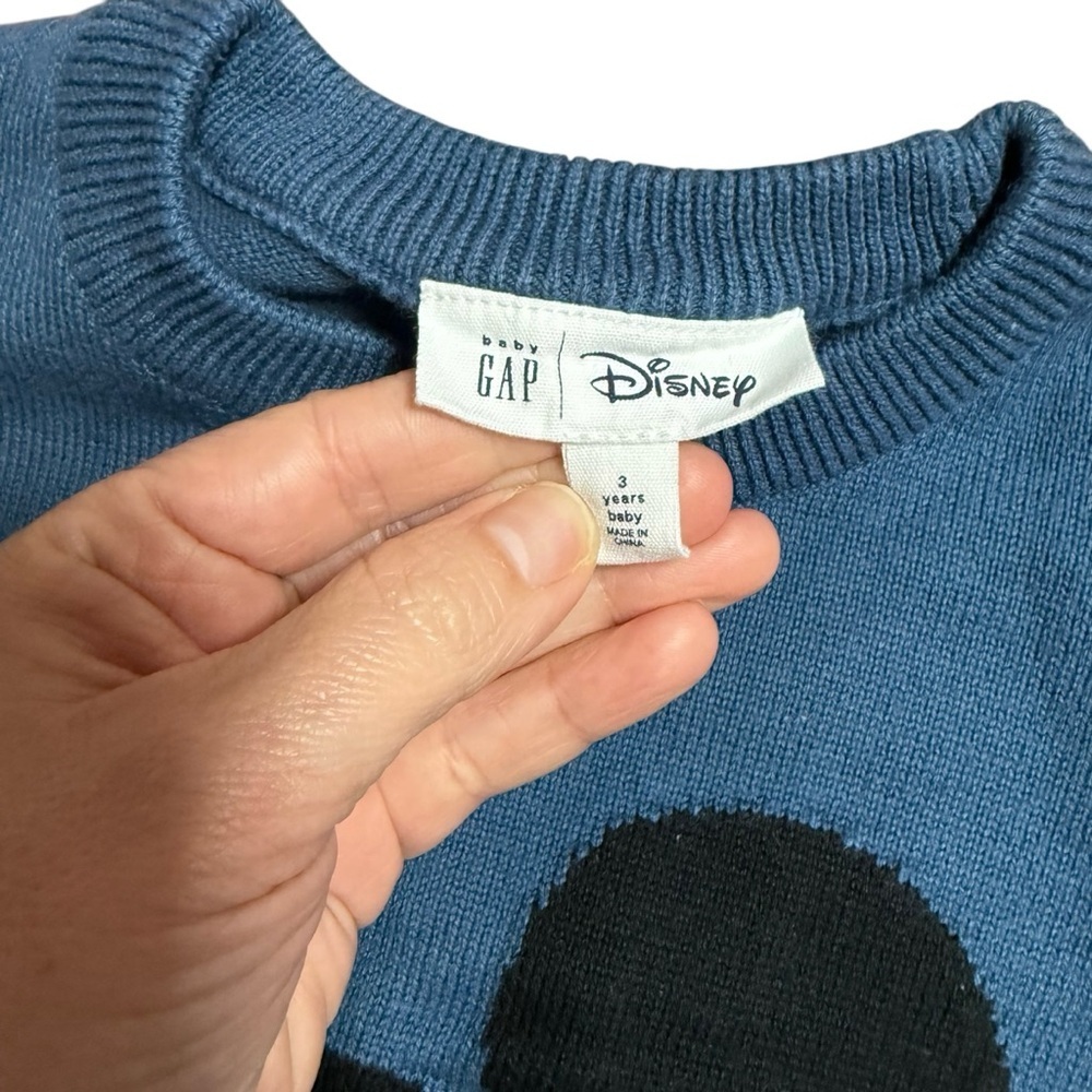 Baby Gap Mickey Mouse Sweater Blue Knit pullover sweater Size 3 Years - Picture 4 of 8